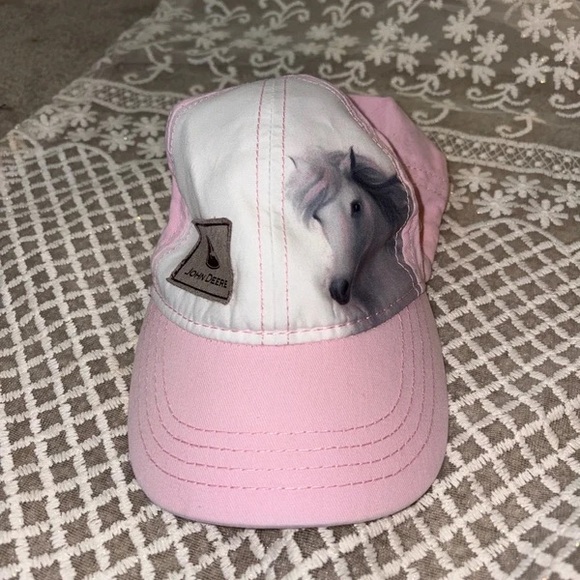 John Deere Other - John Deere Pink and White Kids Horse Baseball Cap